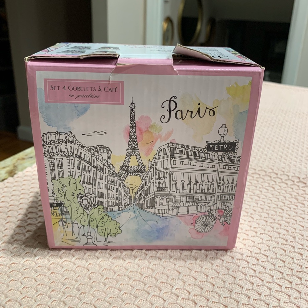 Paris Theme design set of four coffee cups